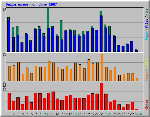 Daily usage for June 2007