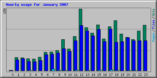 Hourly usage for January 2007