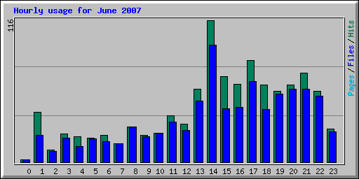 Hourly usage for June 2007