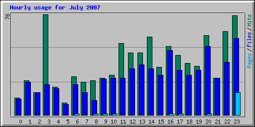 Hourly usage for July 2007